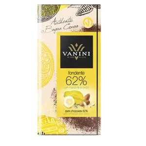VANINI TAMNA ČOKOLADA 62% KOMADIĆI BADEMA I LIMUN, BEZ GLUTENA